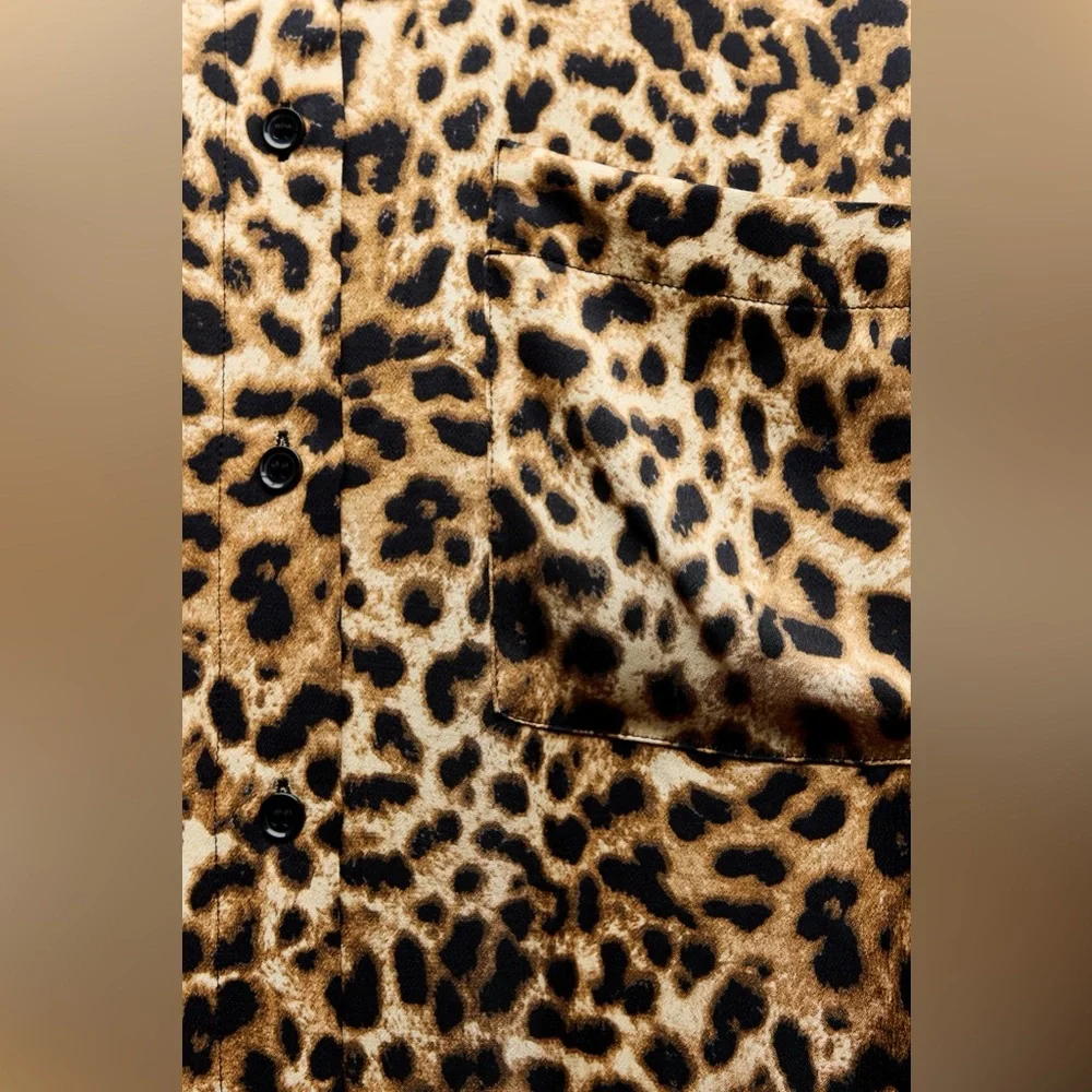 Zara ZW Collection Oversized Animal Print Boho Shirt Size XS - Picture 3 of 11